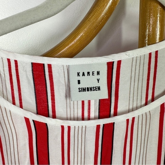 Karen By Simonsen Red and White Striped Blouse - Picture 7 of 8